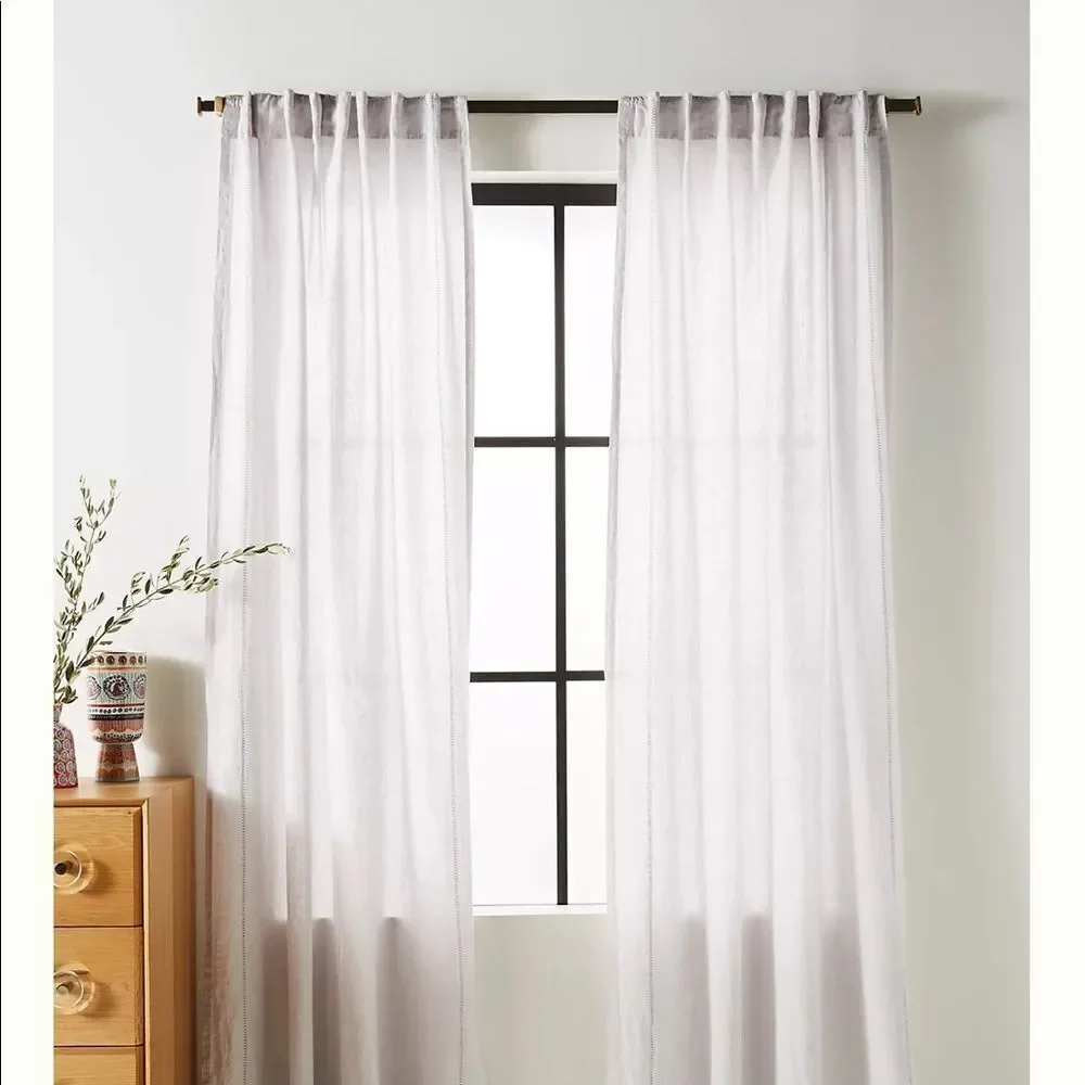 Anthropologie Curt Jazzy Linen Curtain 50” x 84” 1 panel